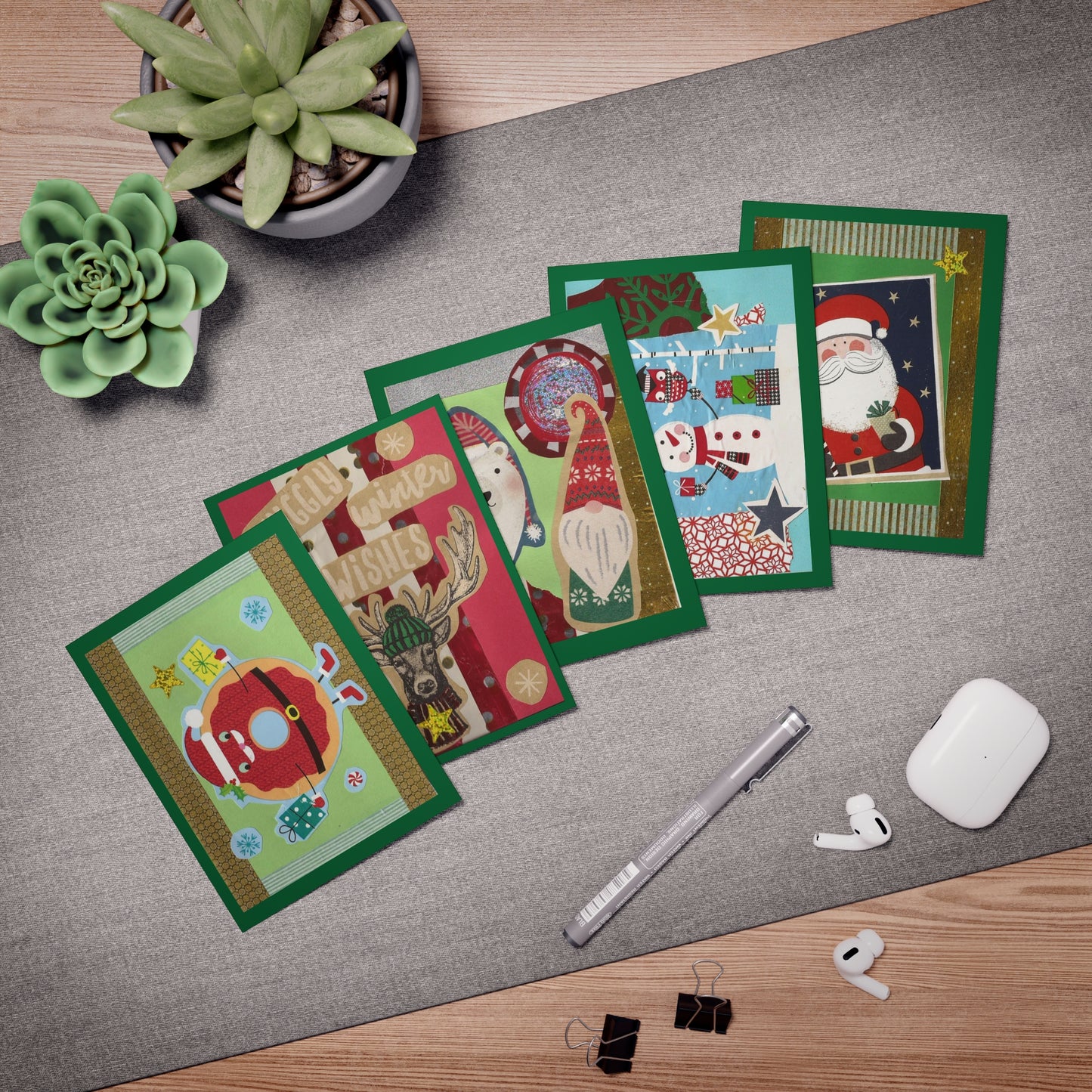 Cutest Holiday Paper Collage Greeting Cards Ever! Vol. 2 (5-Pack)