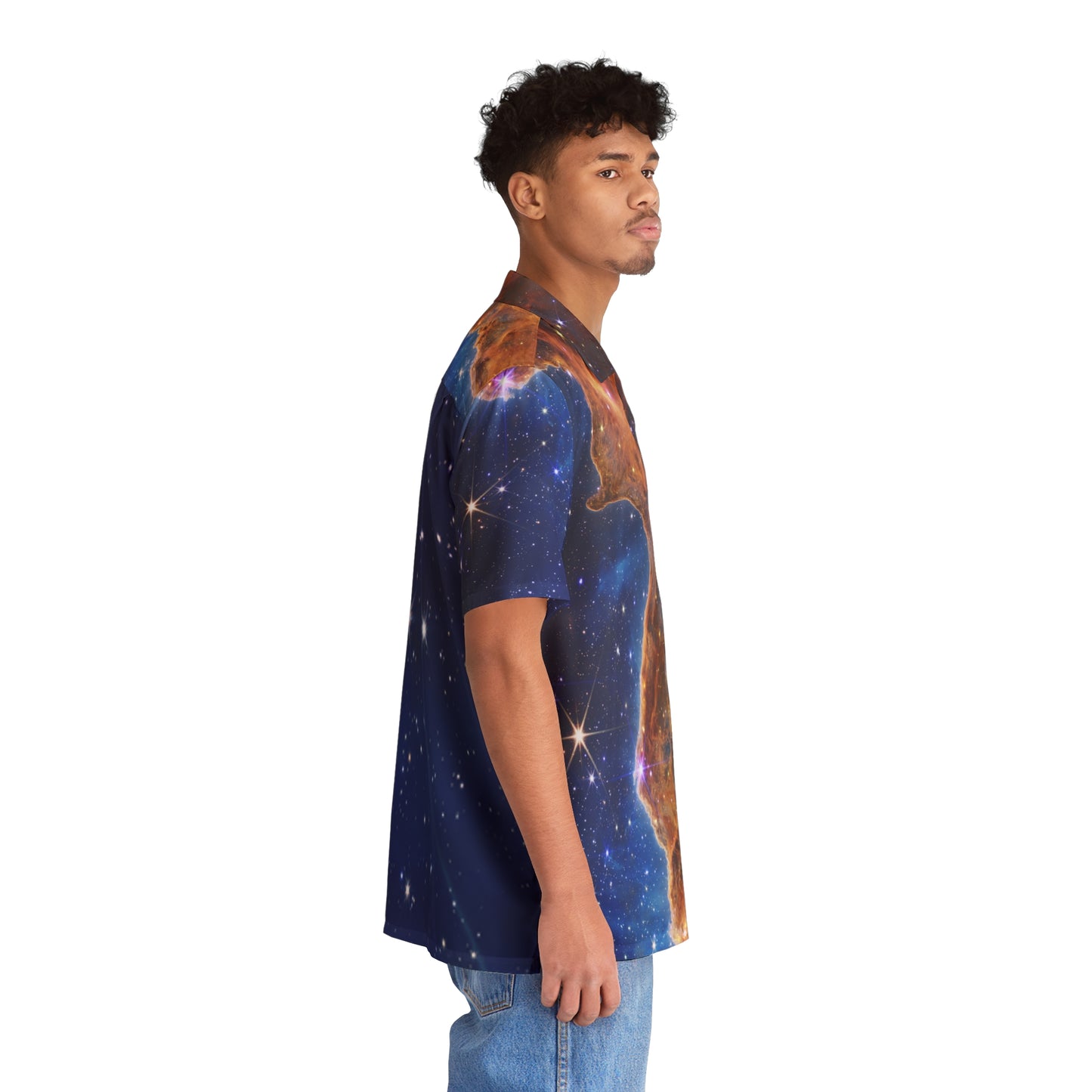 Intergalactic Men's Hawaiian Style Shirt - Cosmic Cliffs in the Carina Nebula - JWST