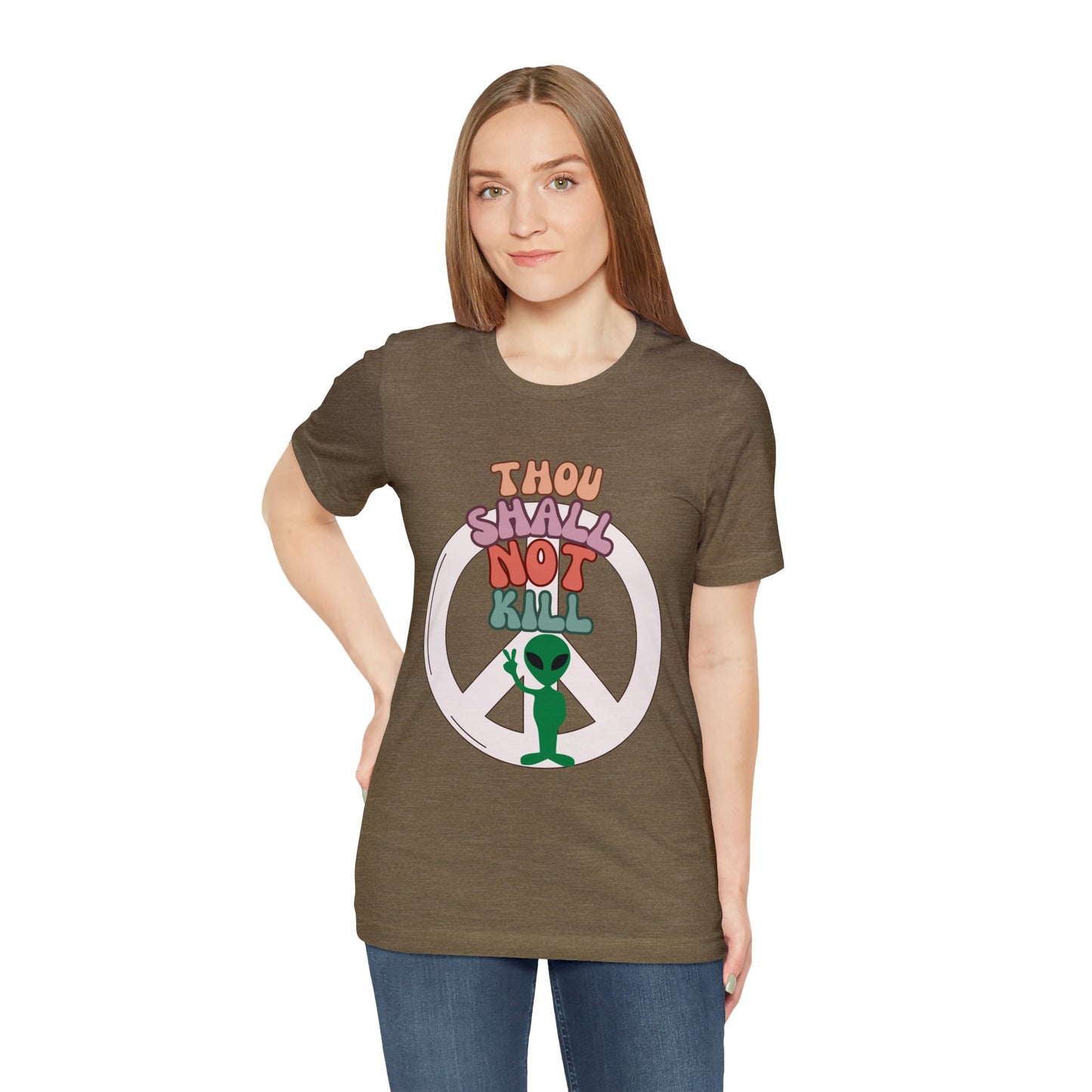 Thou Shall Not Kill - Alien Peace Sign - Short Sleeve Tee