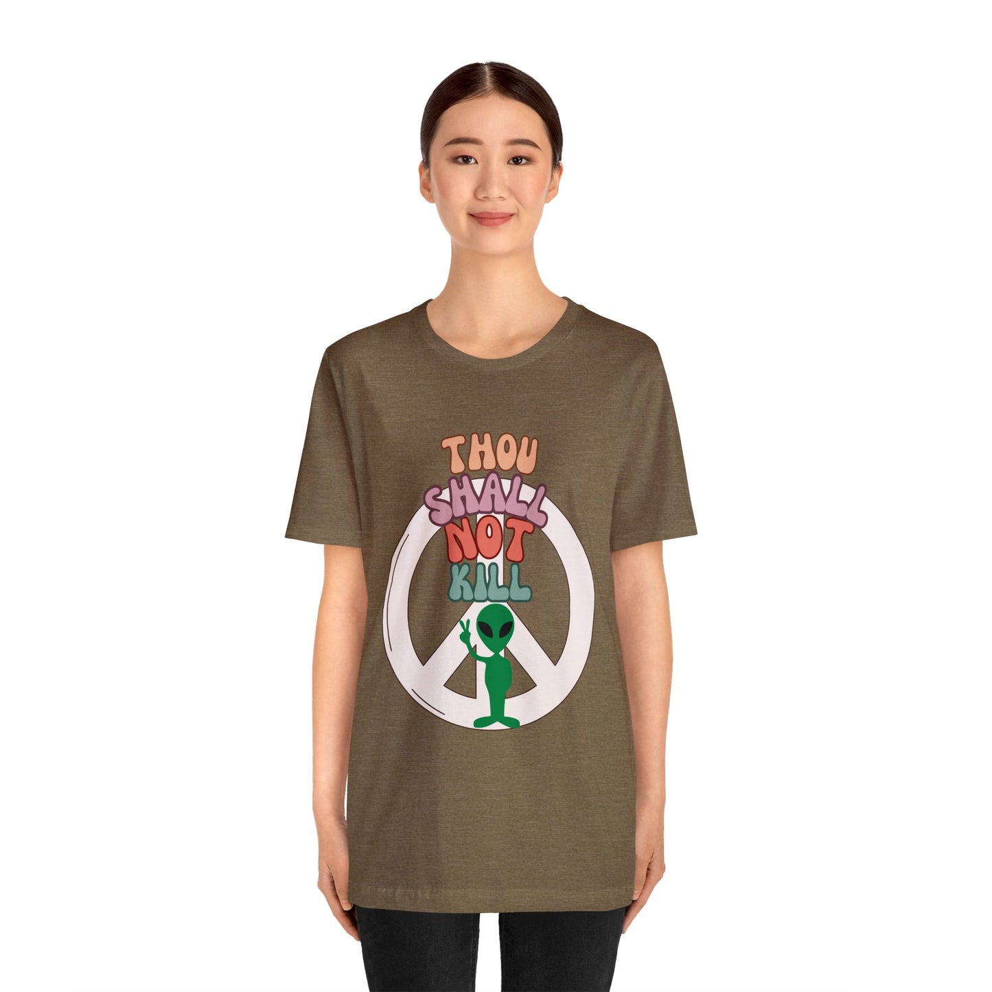 Thou Shall Not Kill - Alien Peace Sign - Short Sleeve Tee