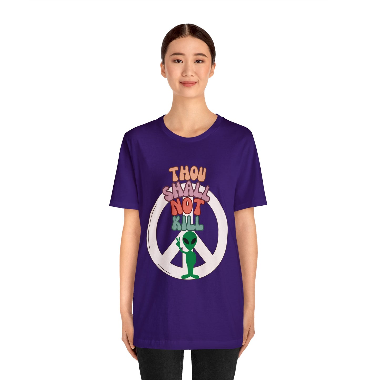 Thou Shall Not Kill - Alien Peace Sign - Short Sleeve Tee