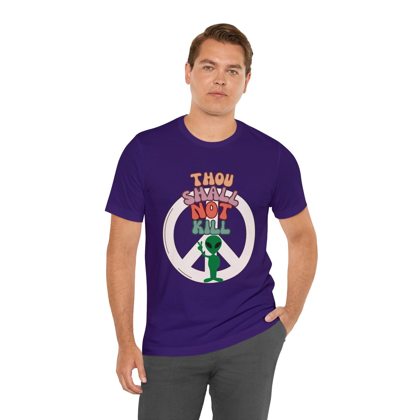 Thou Shall Not Kill - Alien Peace Sign - Short Sleeve Tee
