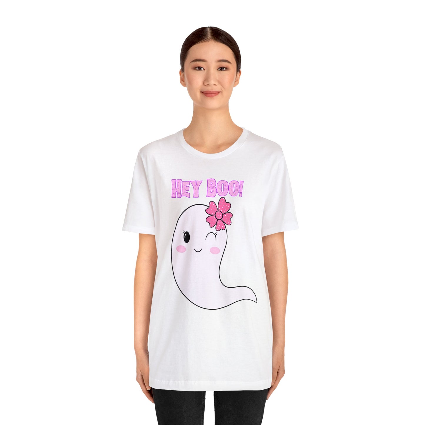 Hey Boo! Cute Ghost Short Sleeve T-Shirt