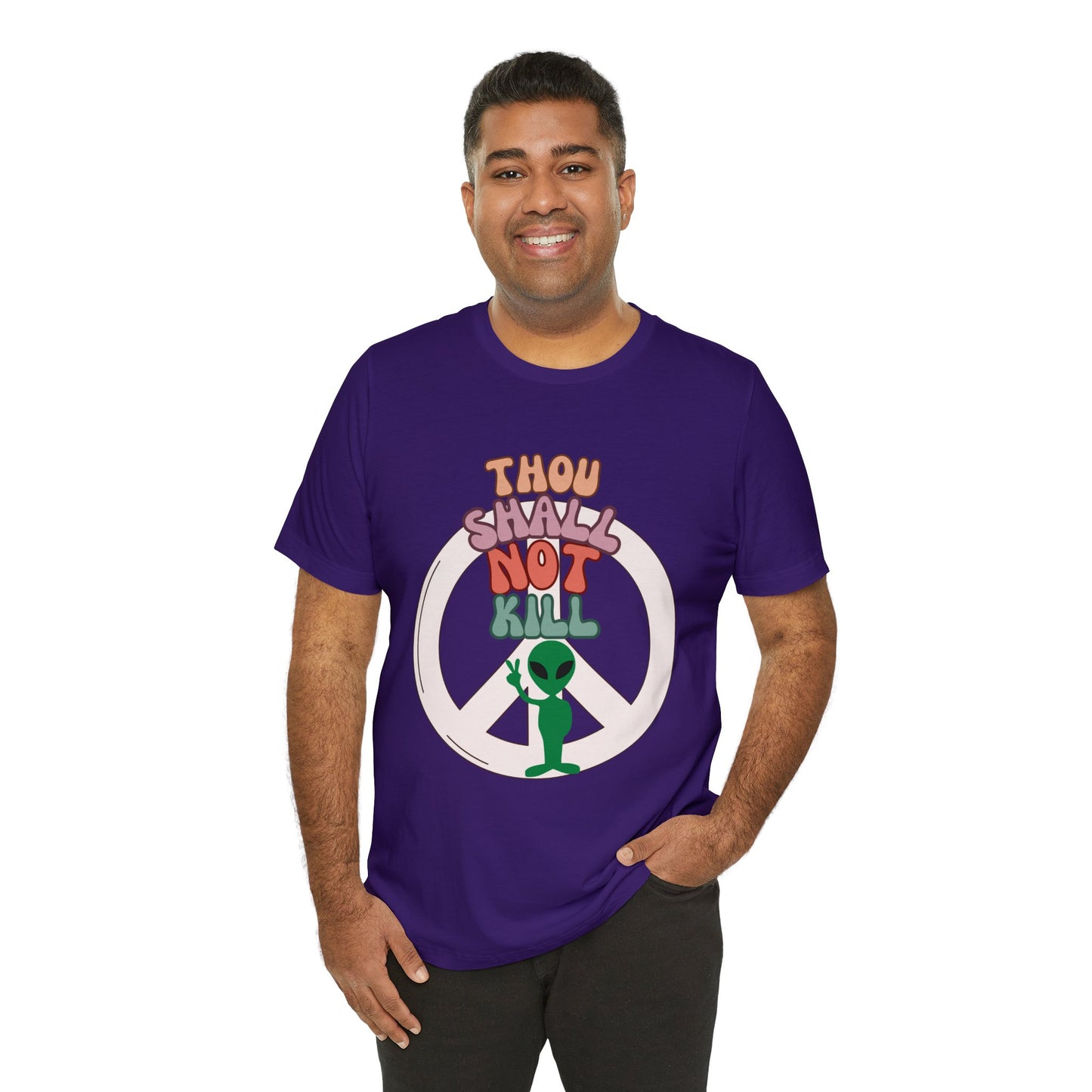 Thou Shall Not Kill - Alien Peace Sign - Short Sleeve Tee