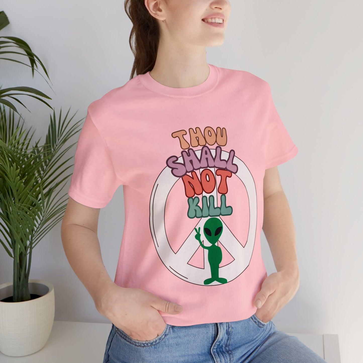 Thou Shall Not Kill - Alien Peace Sign - Short Sleeve Tee