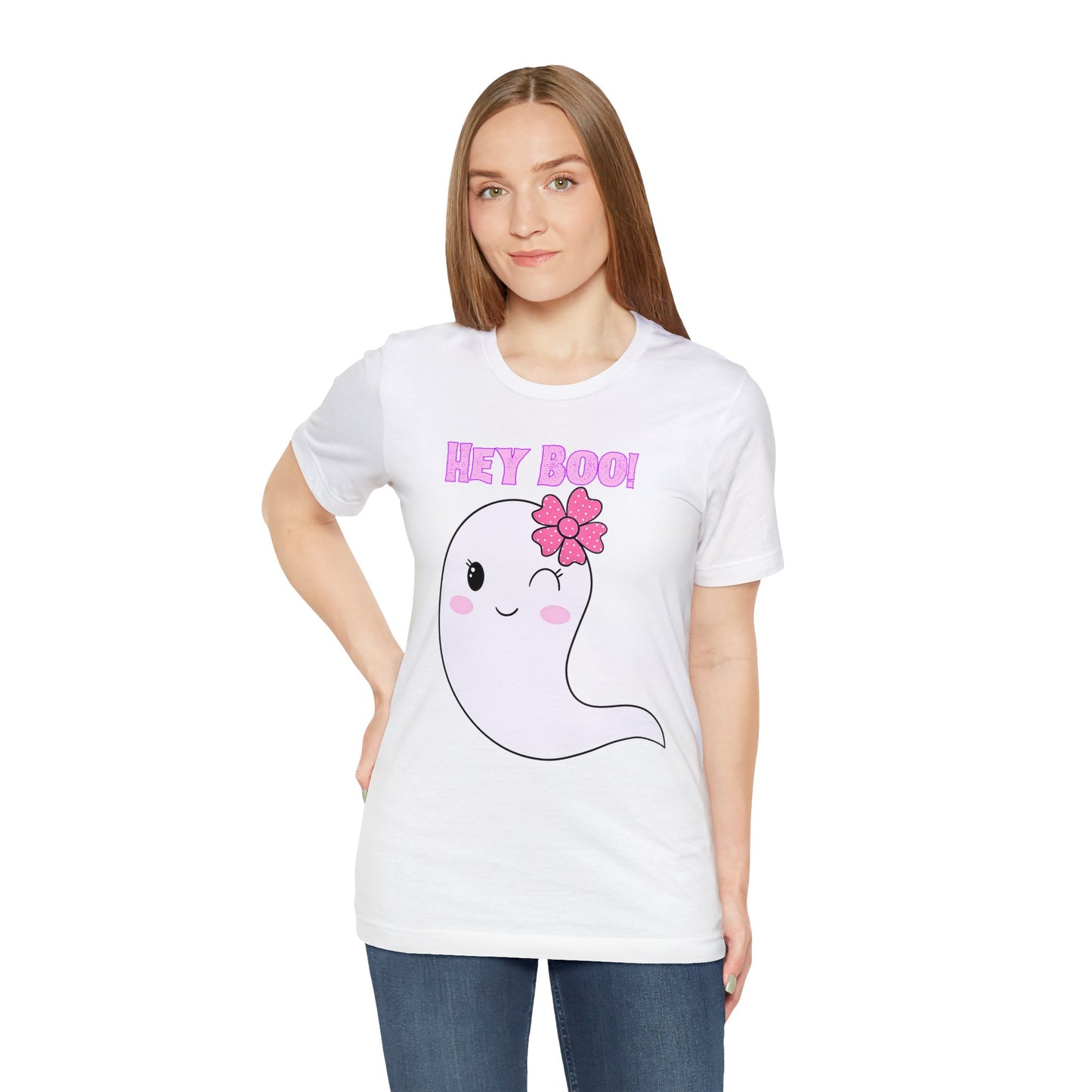 Hey Boo! Cute Ghost Short Sleeve T-Shirt