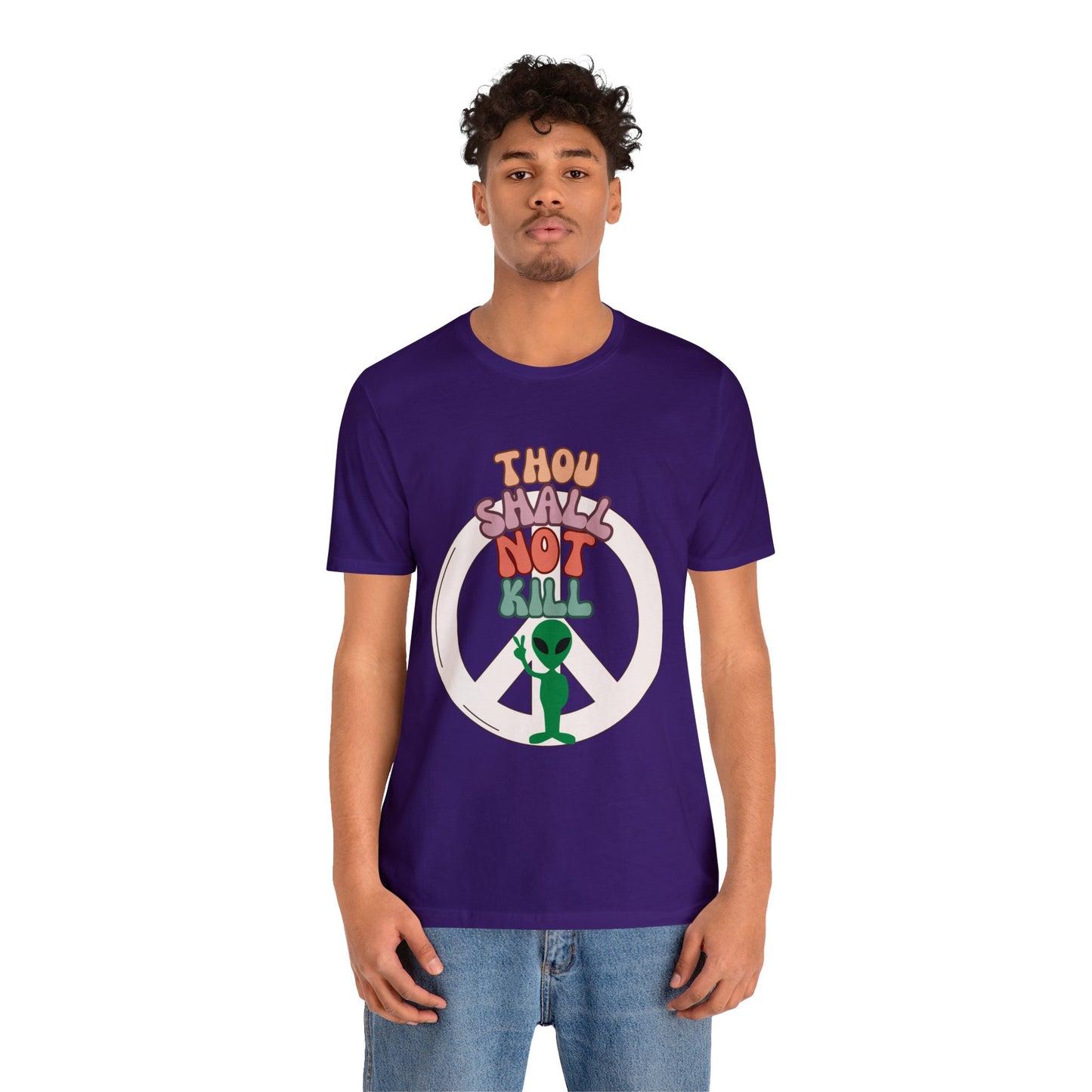 Thou Shall Not Kill - Alien Peace Sign - Short Sleeve Tee