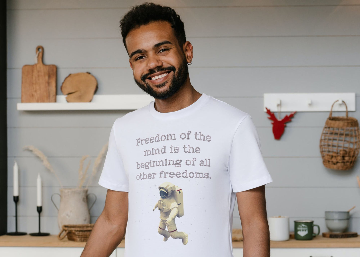 Freedom of The Mind Is The Beginning Astronaut Short Sleeve Tee