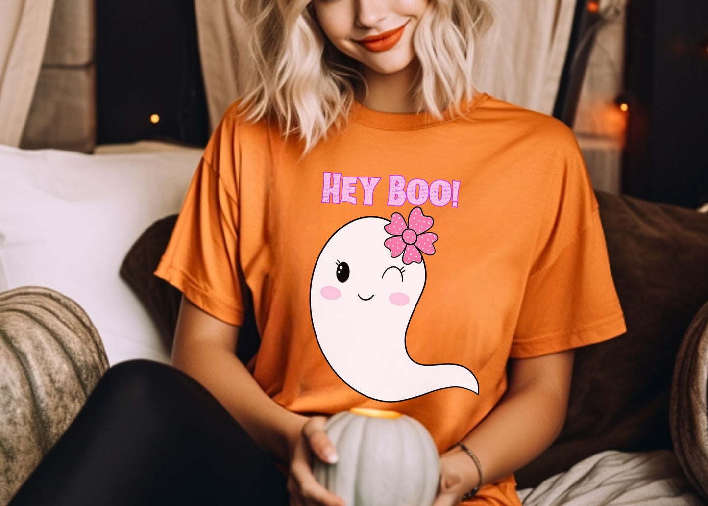 Hey Boo! Cute Ghost Short Sleeve T-Shirt
