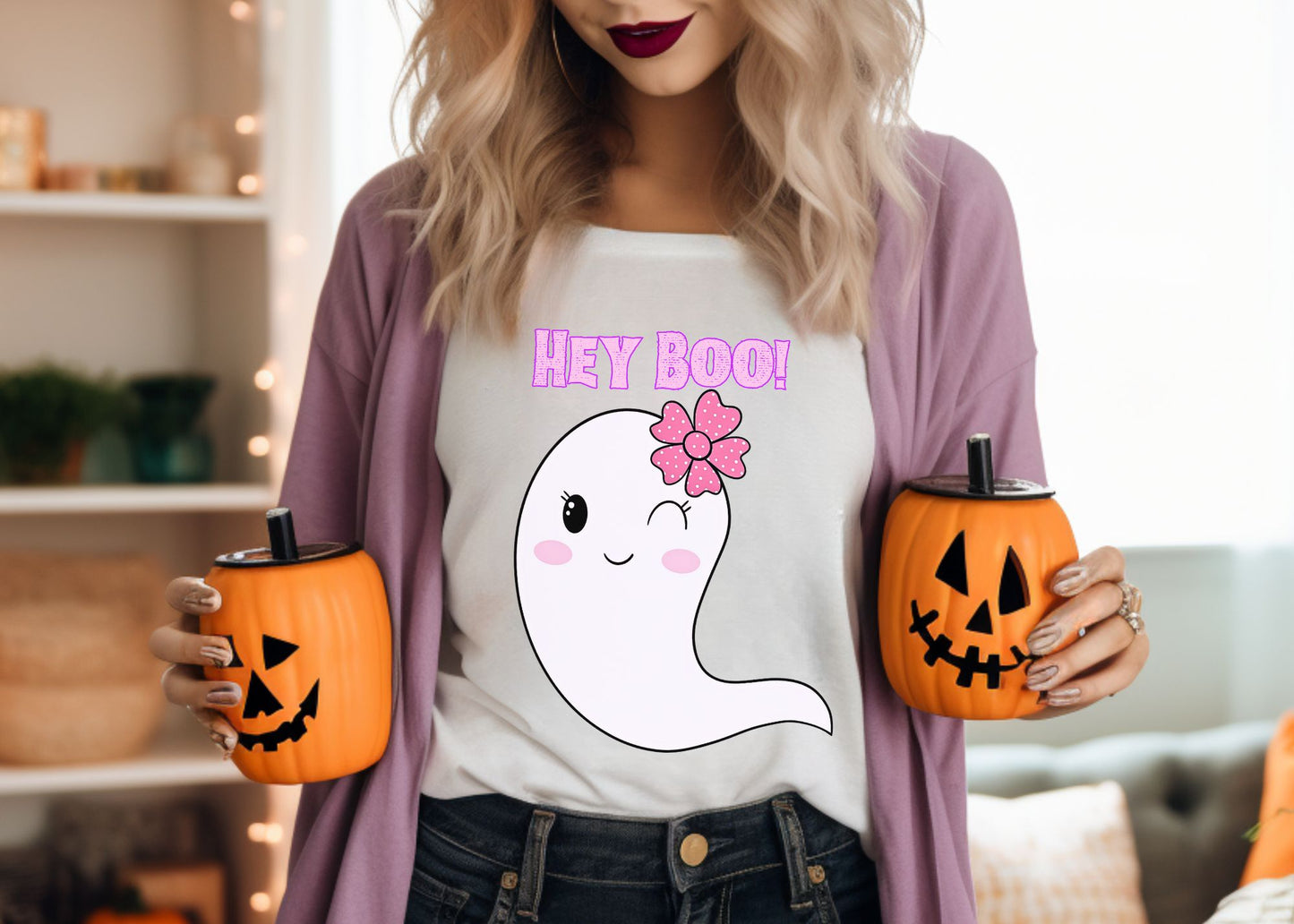 Hey Boo! Cute Ghost Short Sleeve T-Shirt
