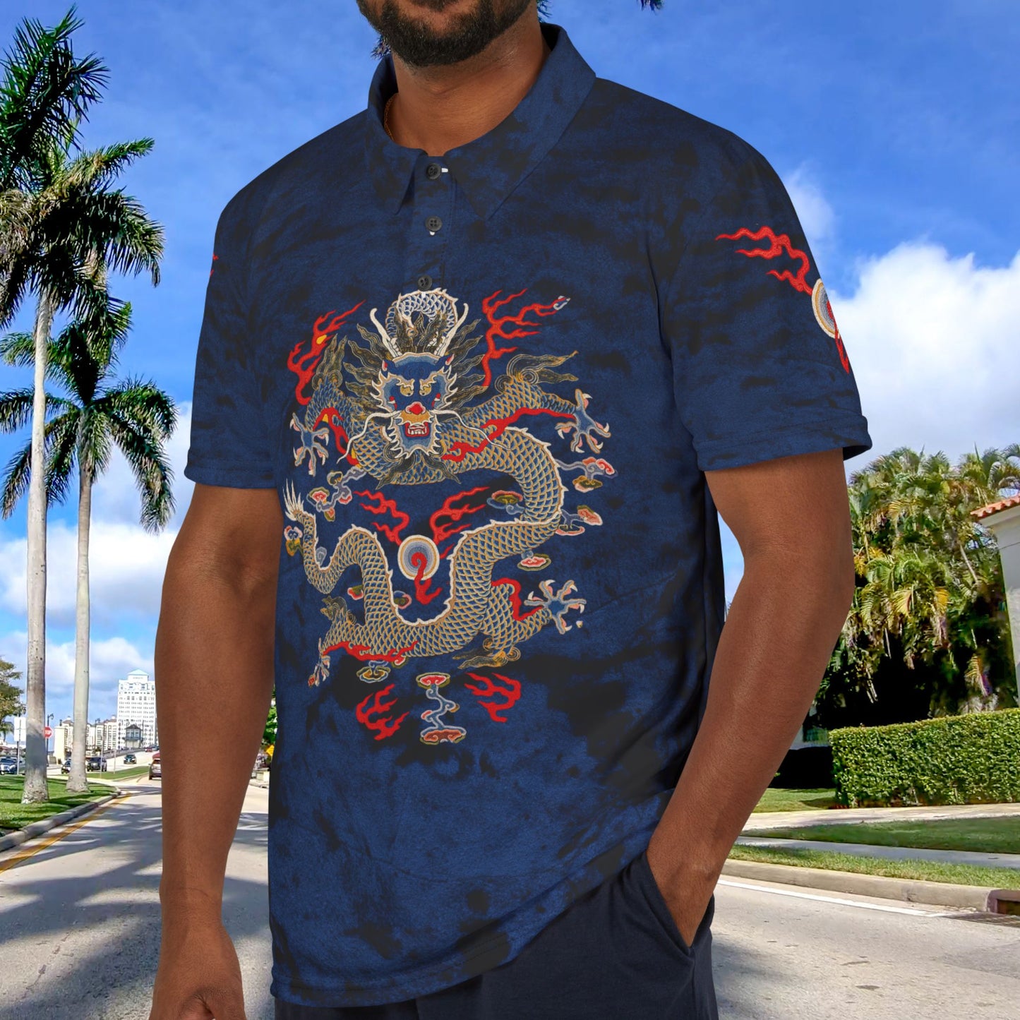 Twelve Symbol Imperial Dragon Unisex Polo Shirt - Stylish & Unique Fashion Statement