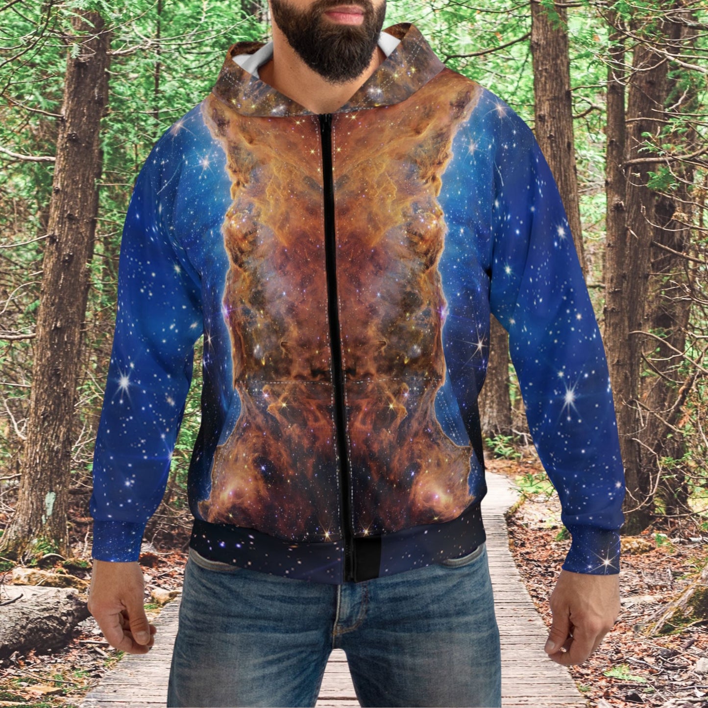 Intergalactic Unisex Zip Hoodie - Cosmic Cliffs in the Carina Nebula - JWST