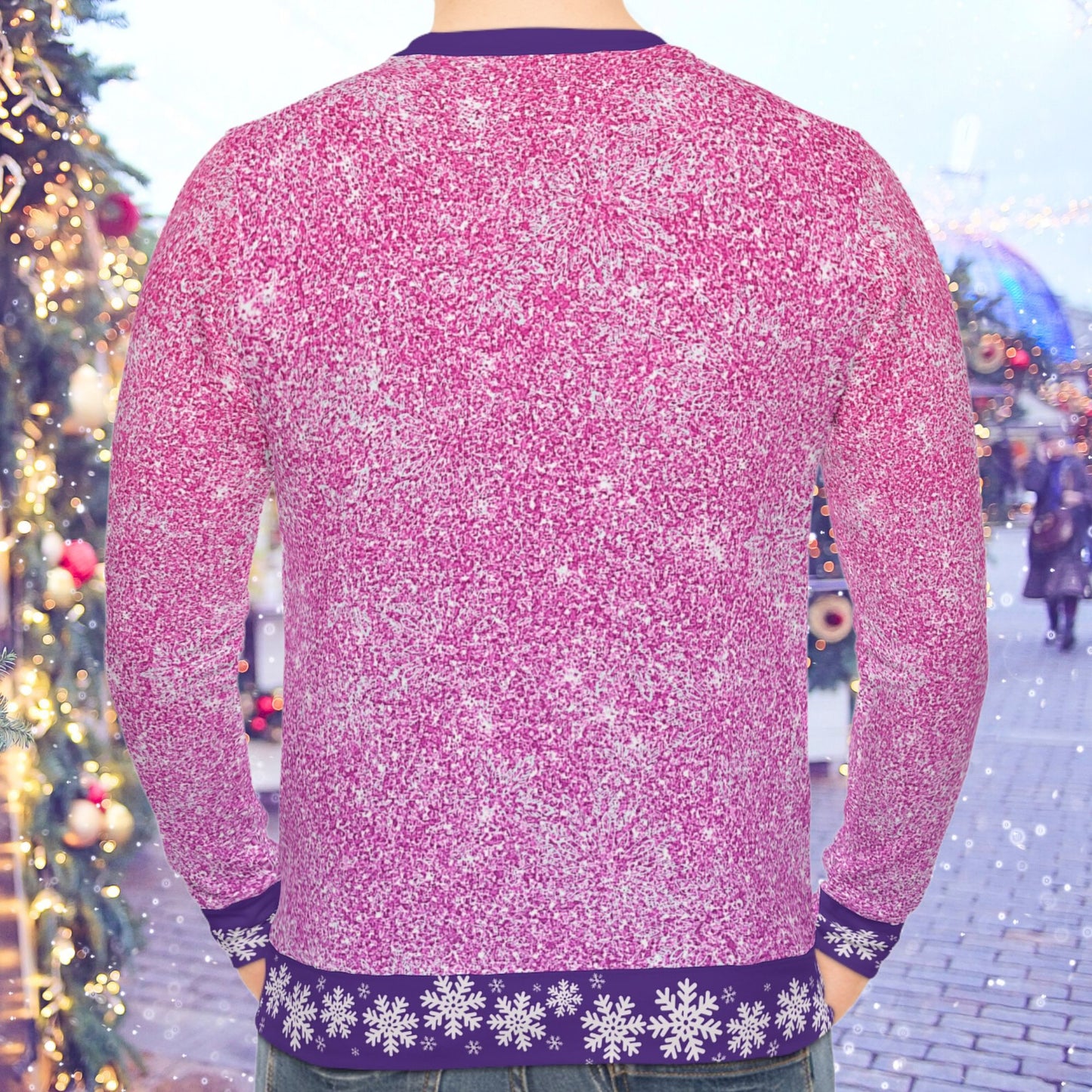Santa on a Unicorn Pink Sparkle Ugly Christmas Sweatshirt