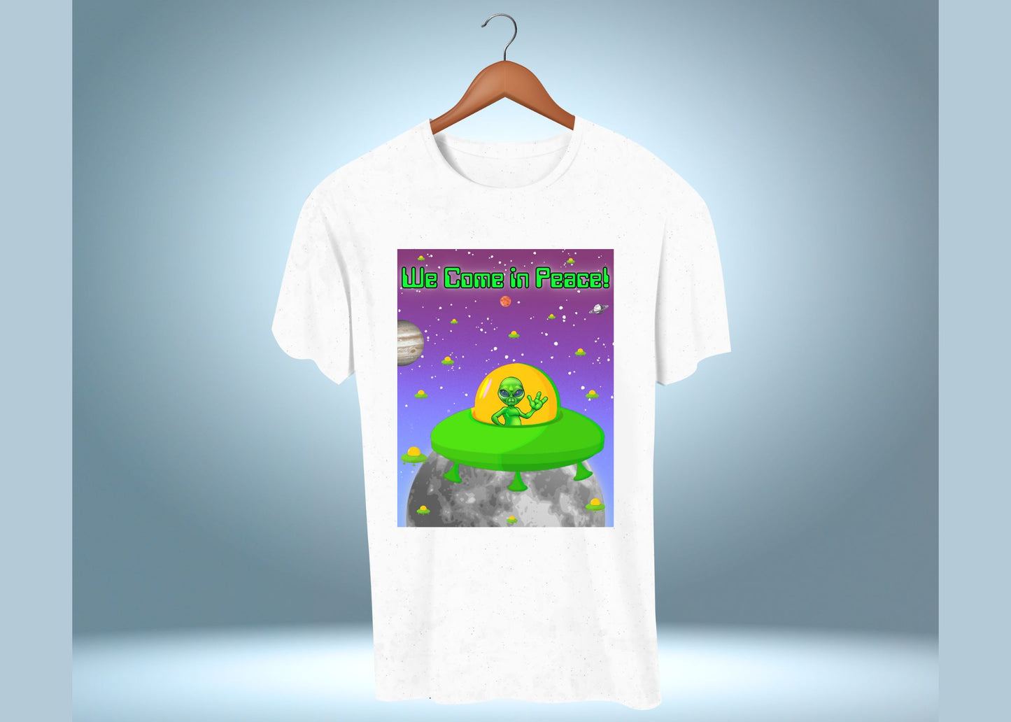 We Come In Peace Says the Friendly Alien - Short Sleeve T-Shirt