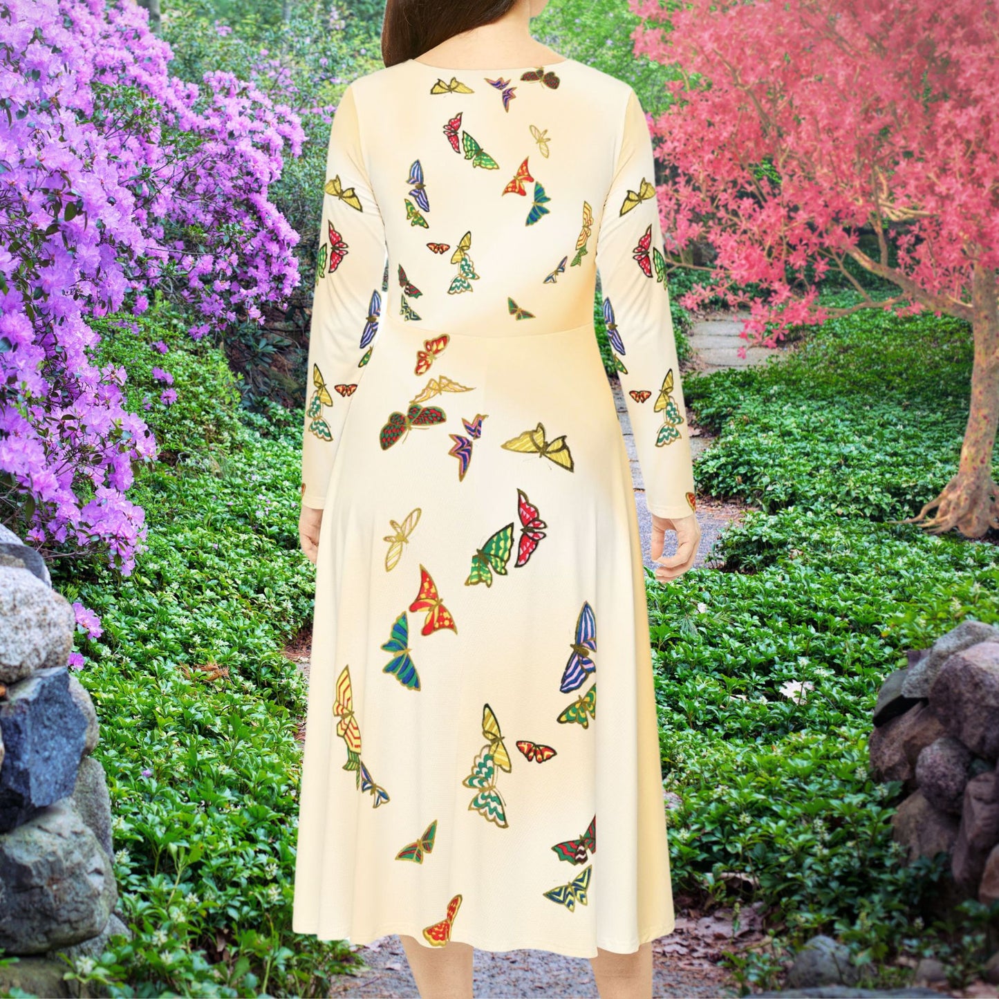 1000 Butterflies Women's Long Sleeve Dance Dress