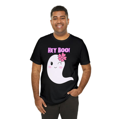 Hey Boo! Cute Ghost Unisex Jersey Short Sleeve Tee