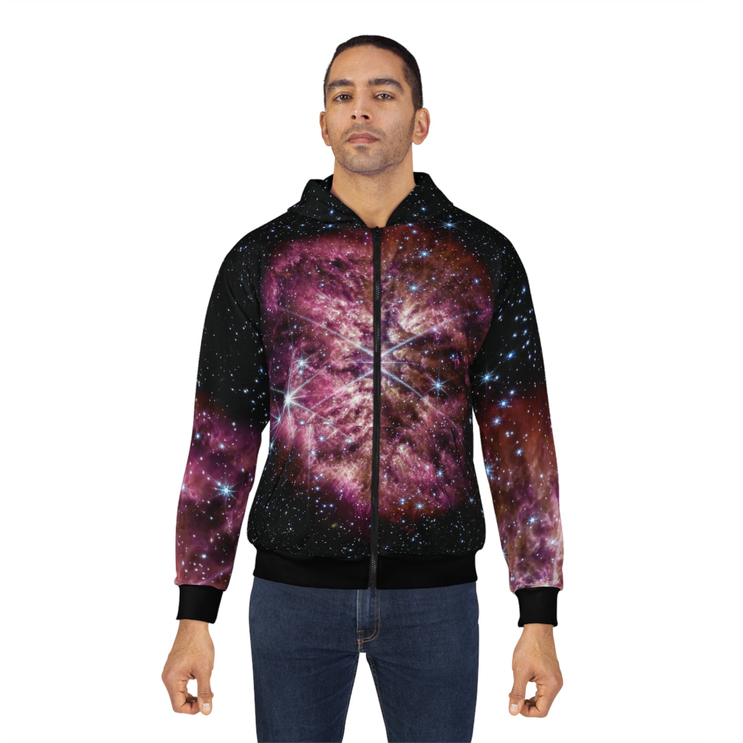 Galactic Unisex Zip Hoodie - Luminous Hot Star WR 124 - JWST