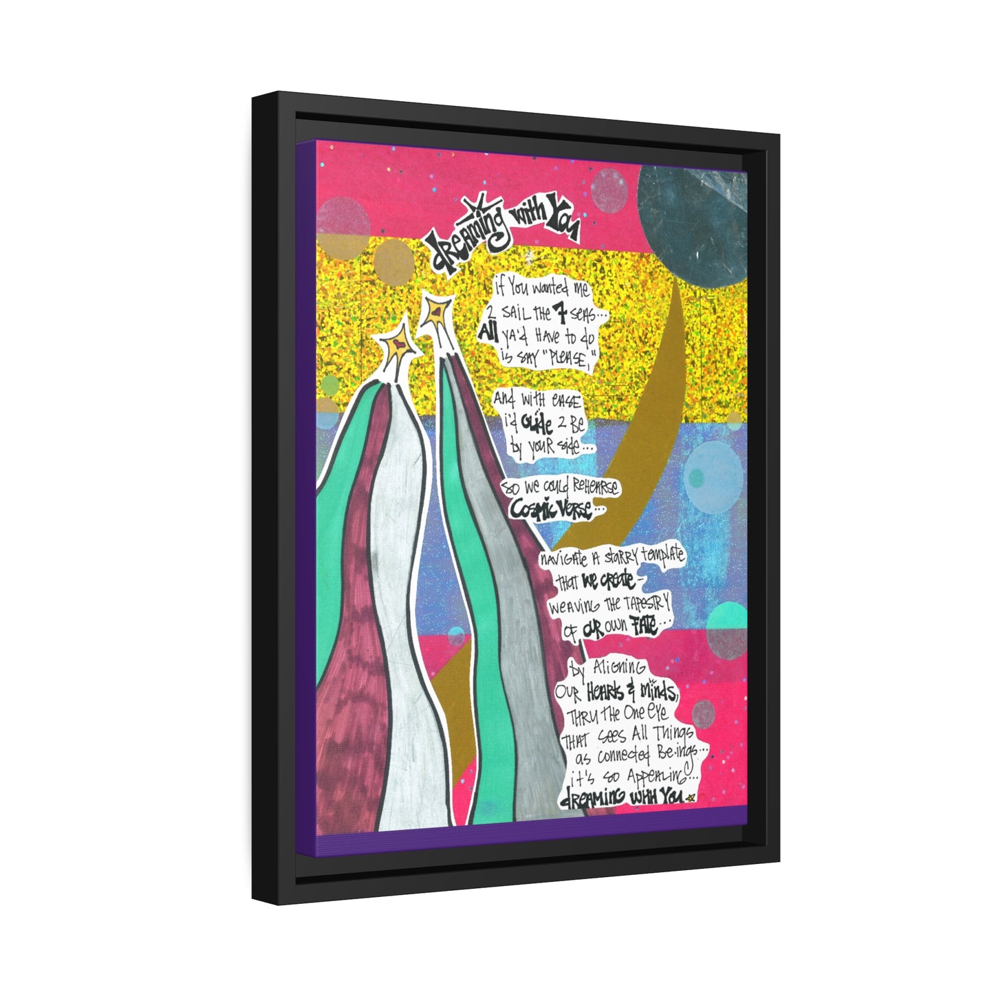 Dreaming With You - NCF Art - Pen, Colored Marker, Matte Canvas, Black Frame