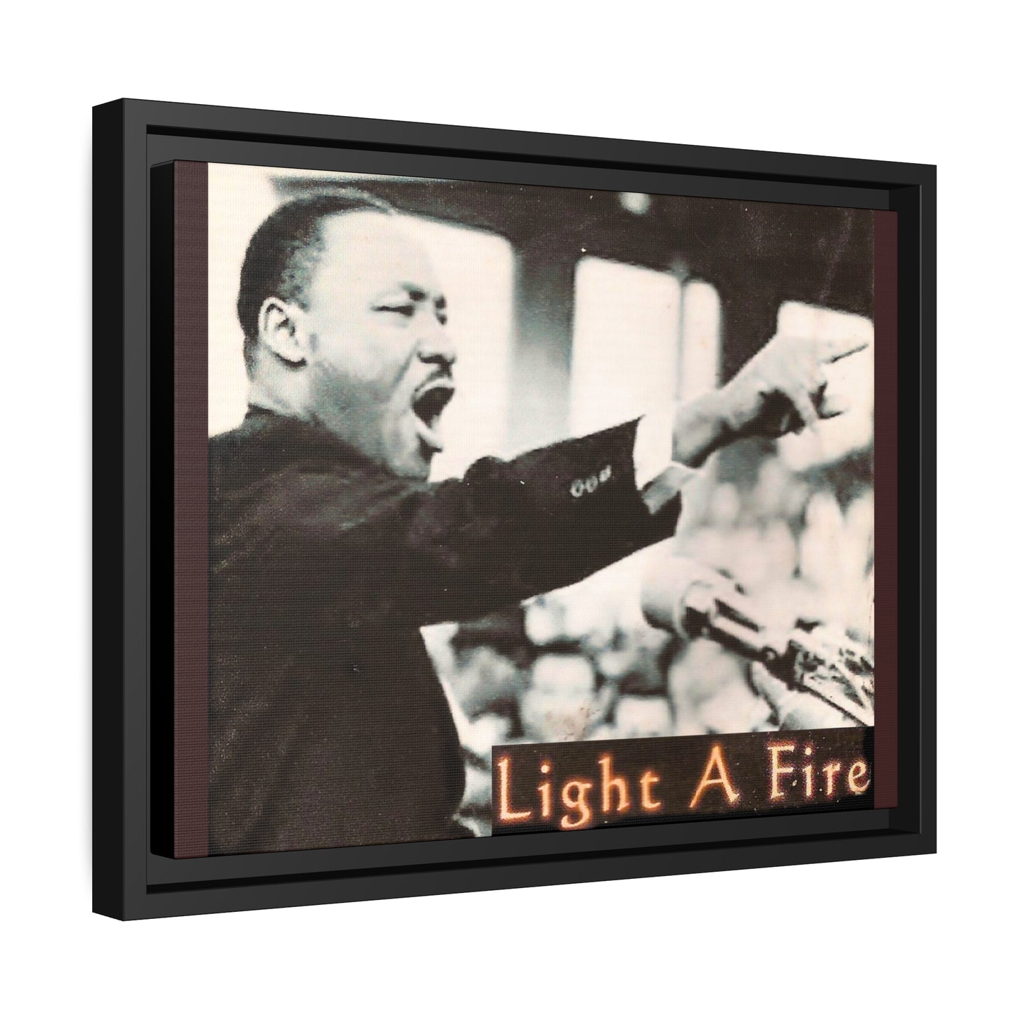 Light A Fire - MLK - **ncf art** - Mixed Media Collage - Matte Canvas, Black Frame