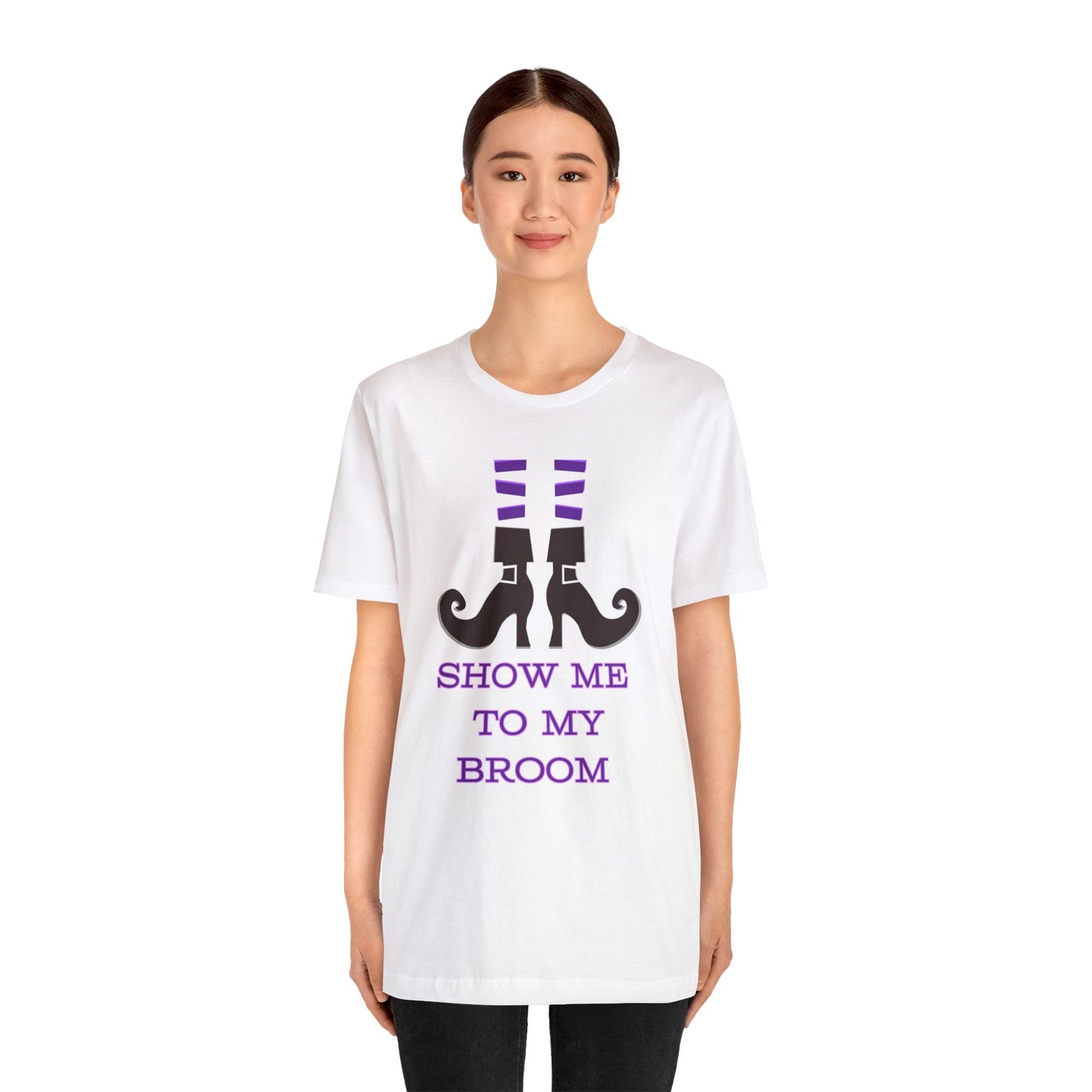 Show Me To My Broom Unisex Jersey Short Sleeve Tee