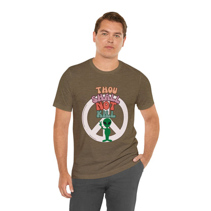 Thou Shall Not Kill - Alien Peace Sign Unisex Jersey Short Sleeve Tee