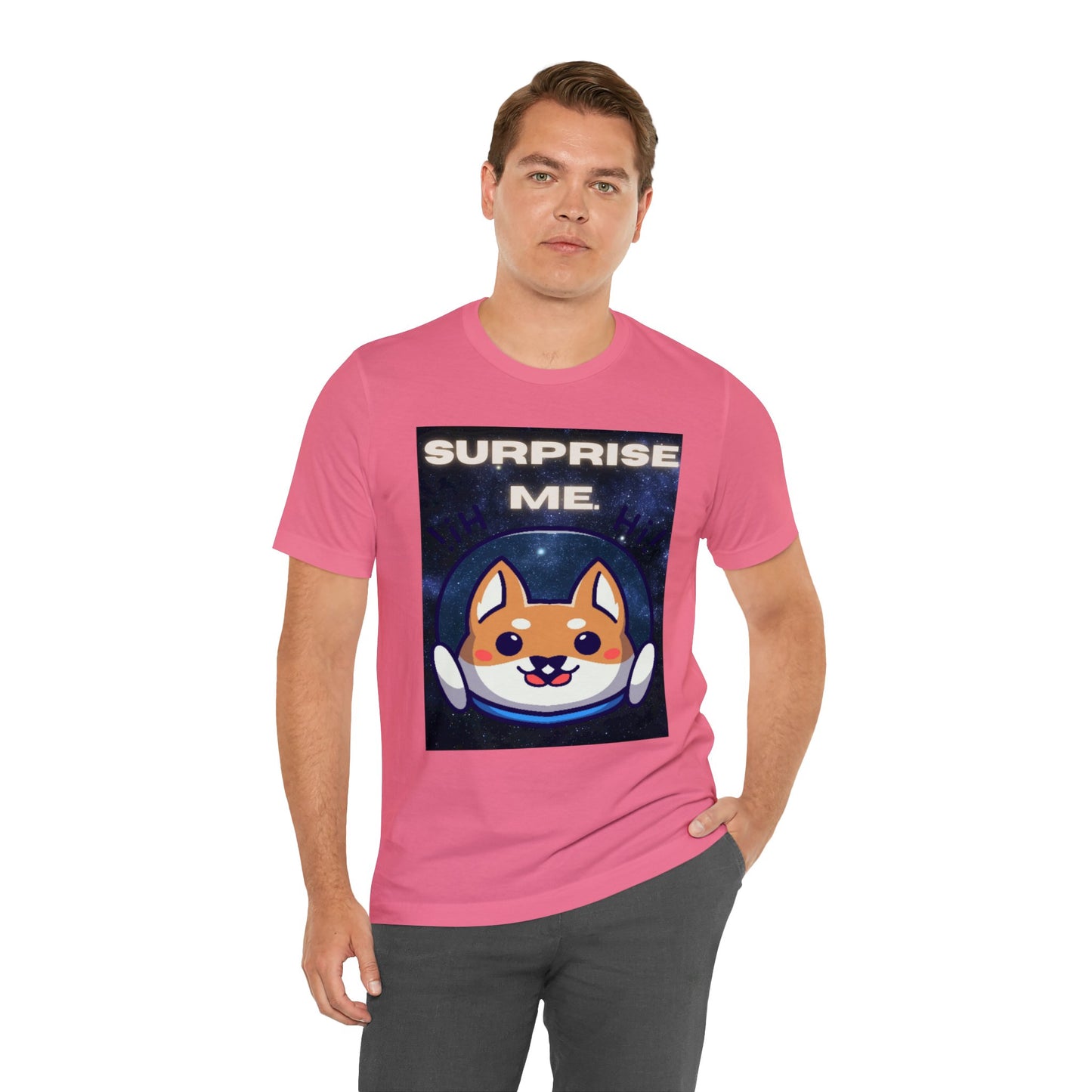 Surprise Me Space Dog Unisex Jersey Short Sleeve Tee