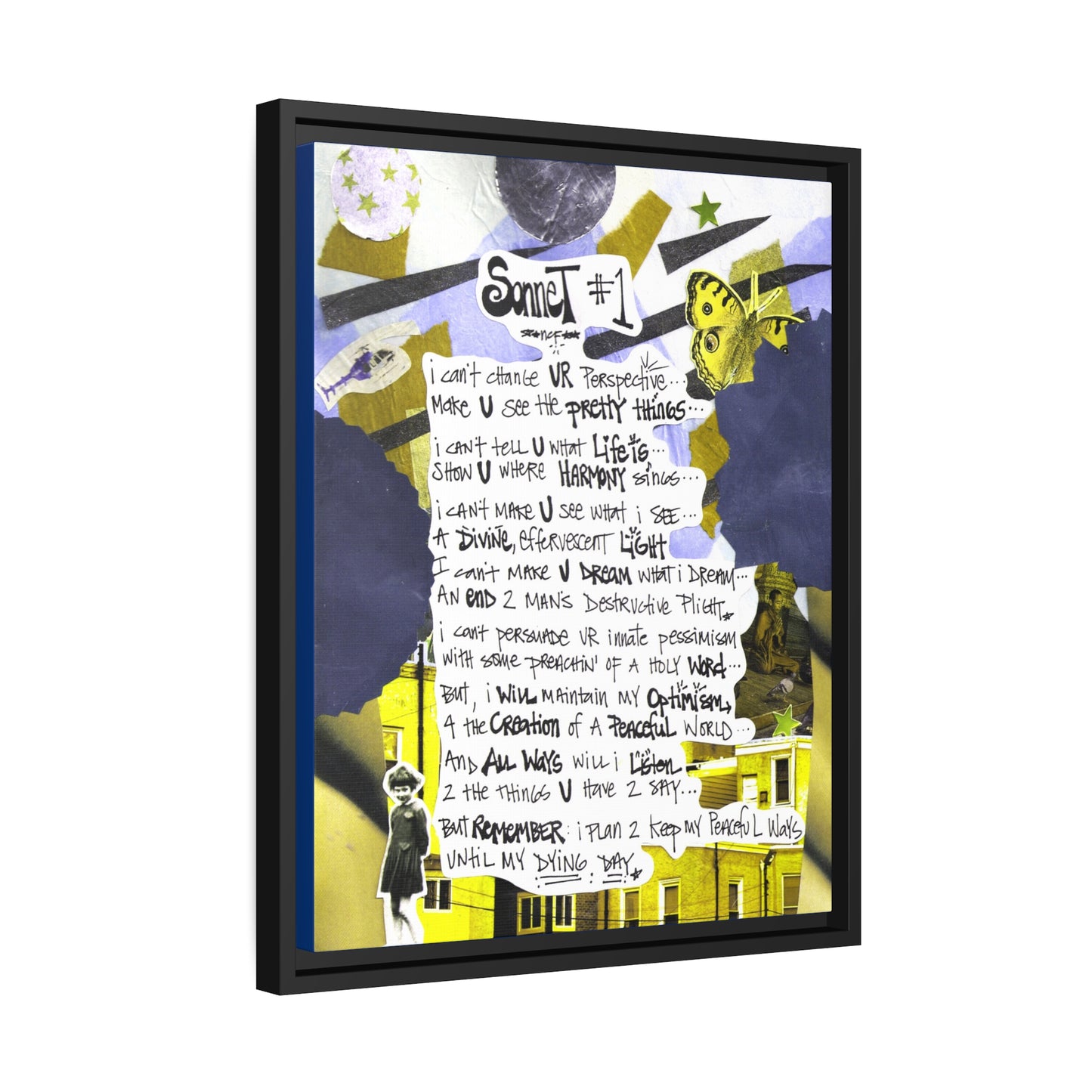 Sonnet Number One - **ncf art** - Pen, Colored Marker, Matte Canvas, Black Frame