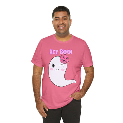 Hey Boo! Cute Ghost Unisex Jersey Short Sleeve Tee