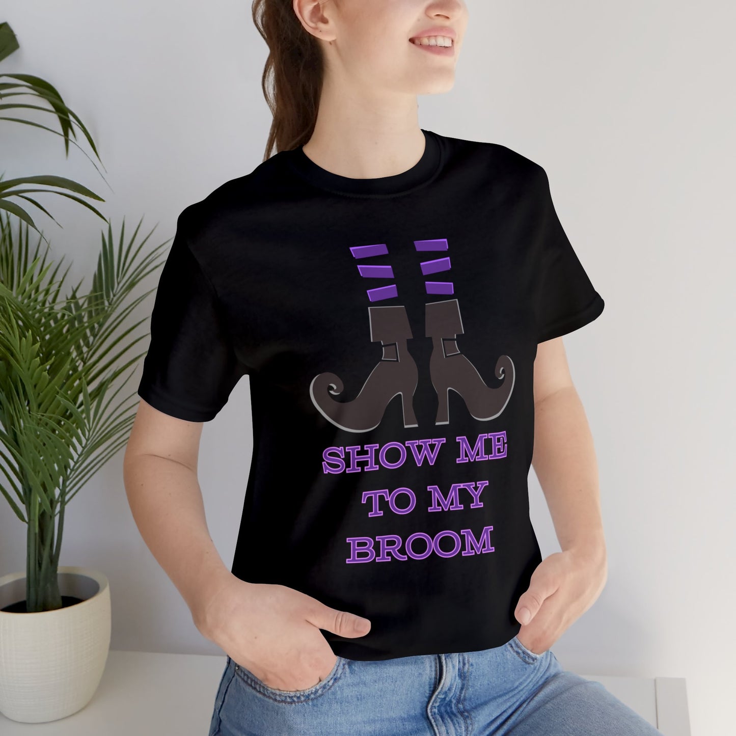 Show Me To My Broom Unisex Jersey Short Sleeve Tee