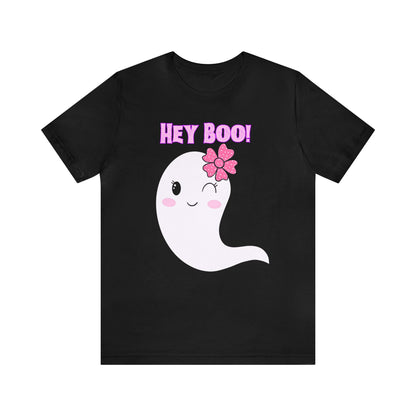 Hey Boo! Cute Ghost Unisex Jersey Short Sleeve Tee