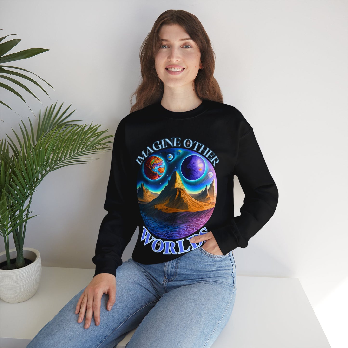 Imagine Other Worlds V1 Unisex Crewneck Sweatshirt