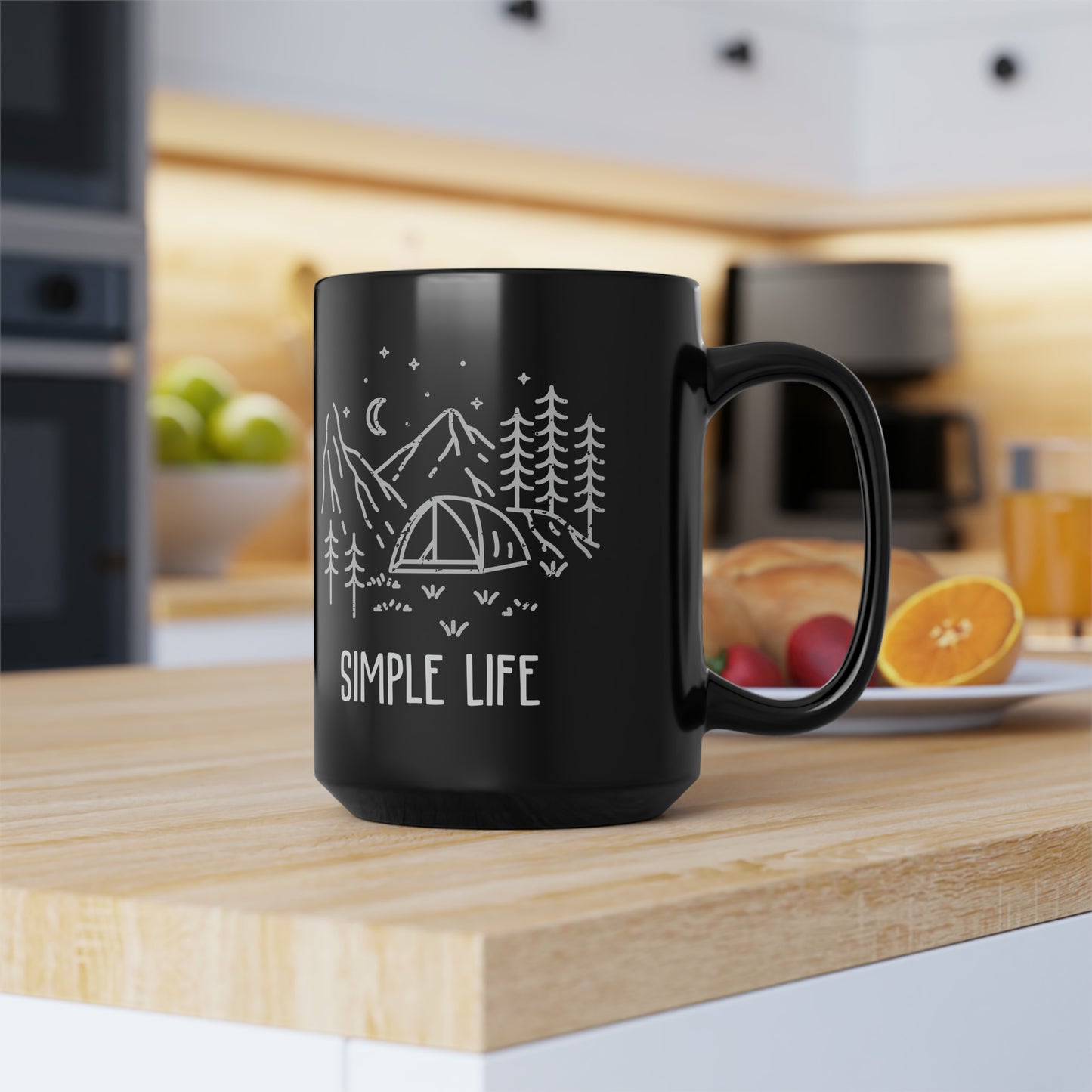 Simple Life Black Camping Mug 15oz