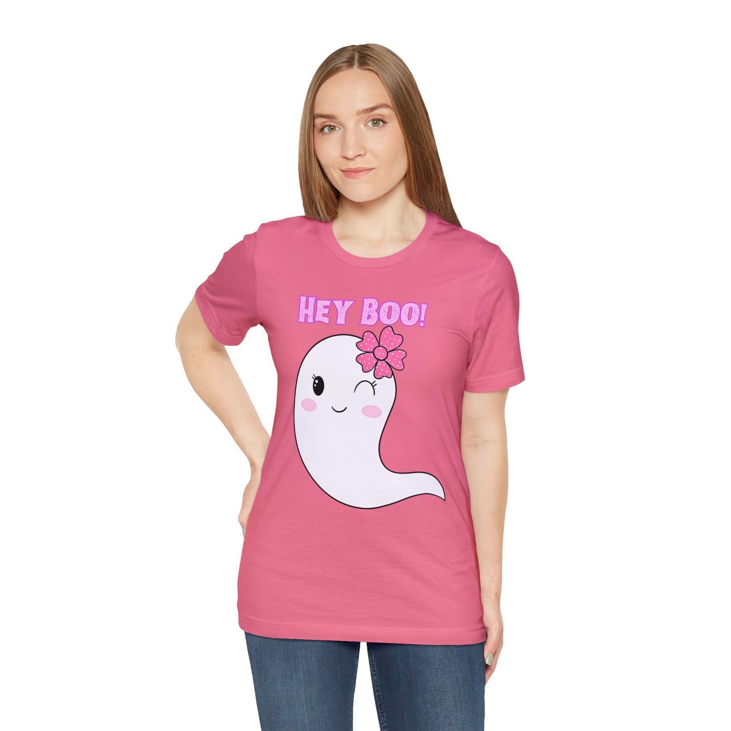 Hey Boo! Cute Ghost Unisex Jersey Short Sleeve Tee