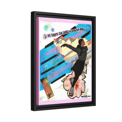 She Skates - **ncf art** - Mixed Media Collage - Matte Canvas, Black Frame