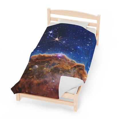 Intergalactic Velveteen Plush Blanket - Cosmic Cliffs In The Carina Nebula - JWST