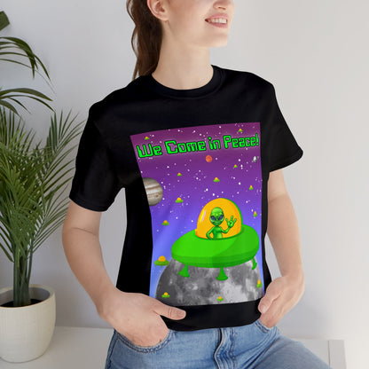 Alien Waving – We Come In Peace Unisex Jersey Short Sleeve Tee