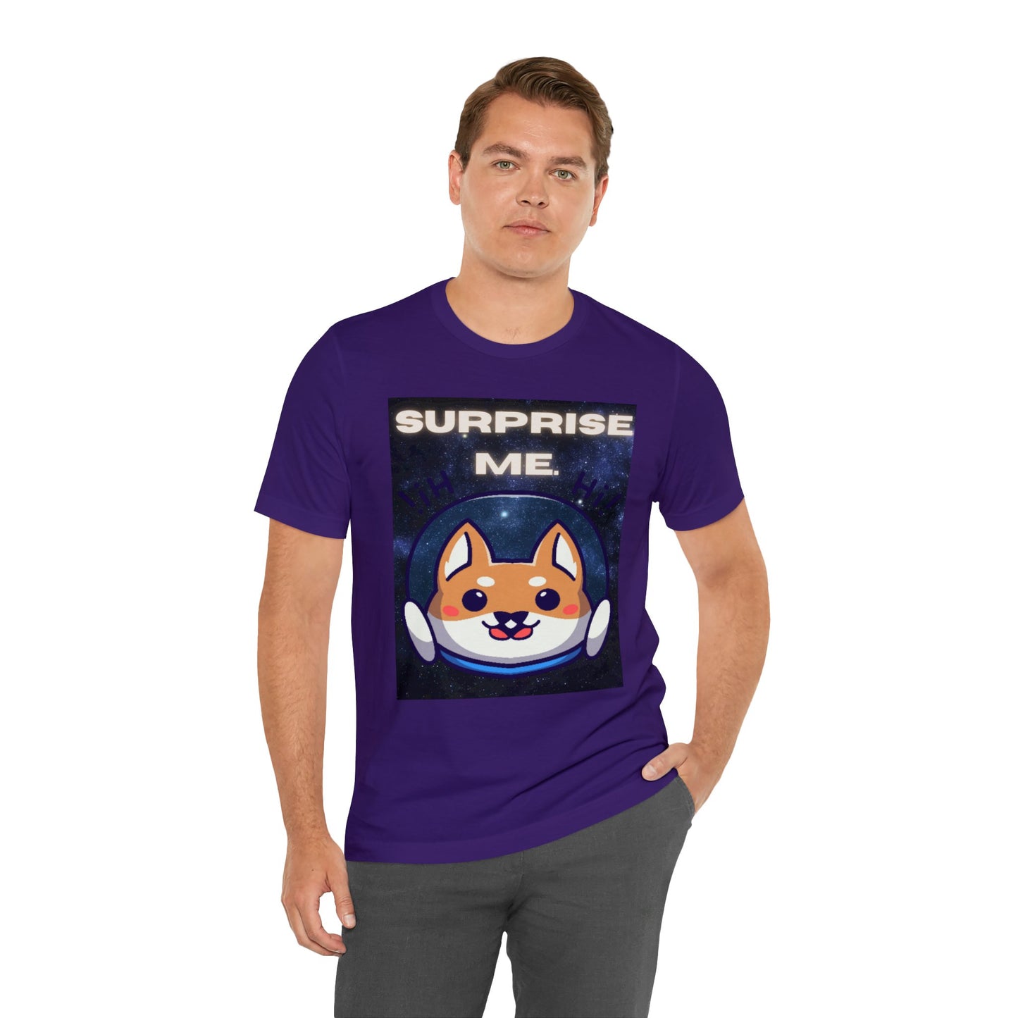 Surprise Me Space Dog Unisex Jersey Short Sleeve Tee