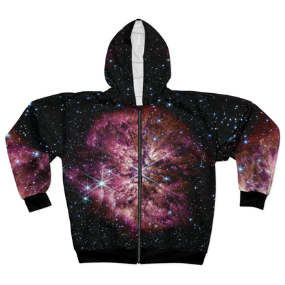 Galactic Unisex Zip Hoodie - Luminous Hot Star WR 124 - JWST