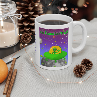 We Come In Peace Friendly Alien Ceramic Mug 11oz