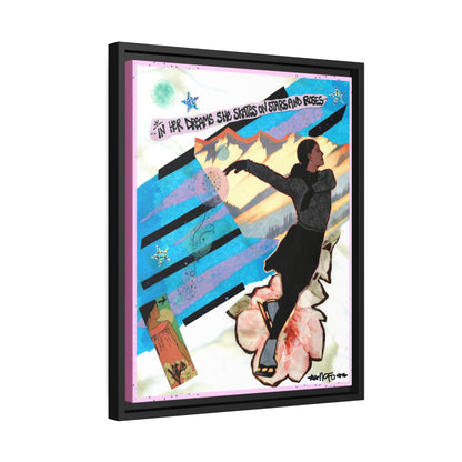 She Skates - **ncf art** - Mixed Media Collage - Matte Canvas, Black Frame