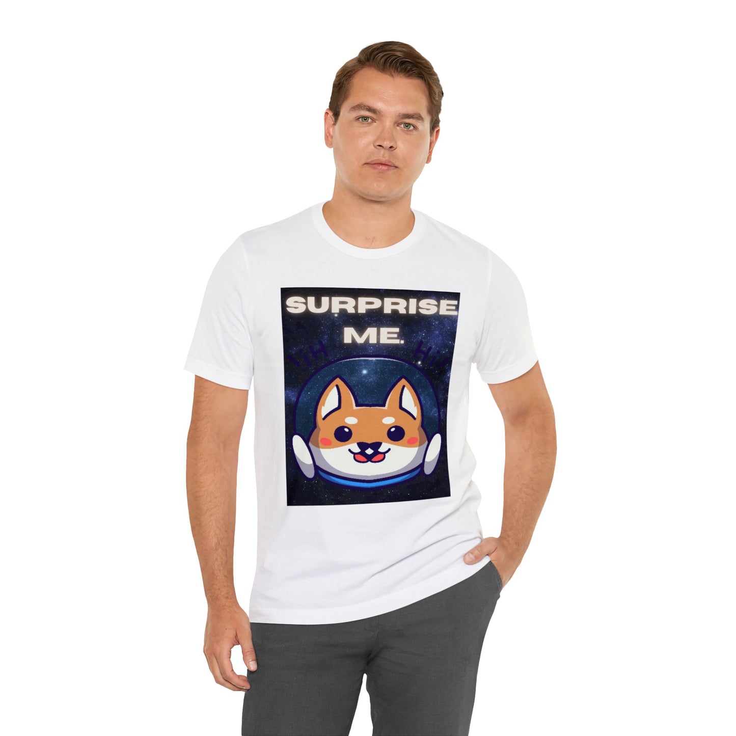 Surprise Me Space Dog Unisex Jersey Short Sleeve Tee