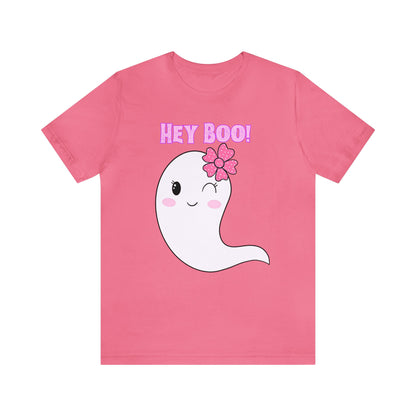 Hey Boo! Cute Ghost Unisex Jersey Short Sleeve Tee