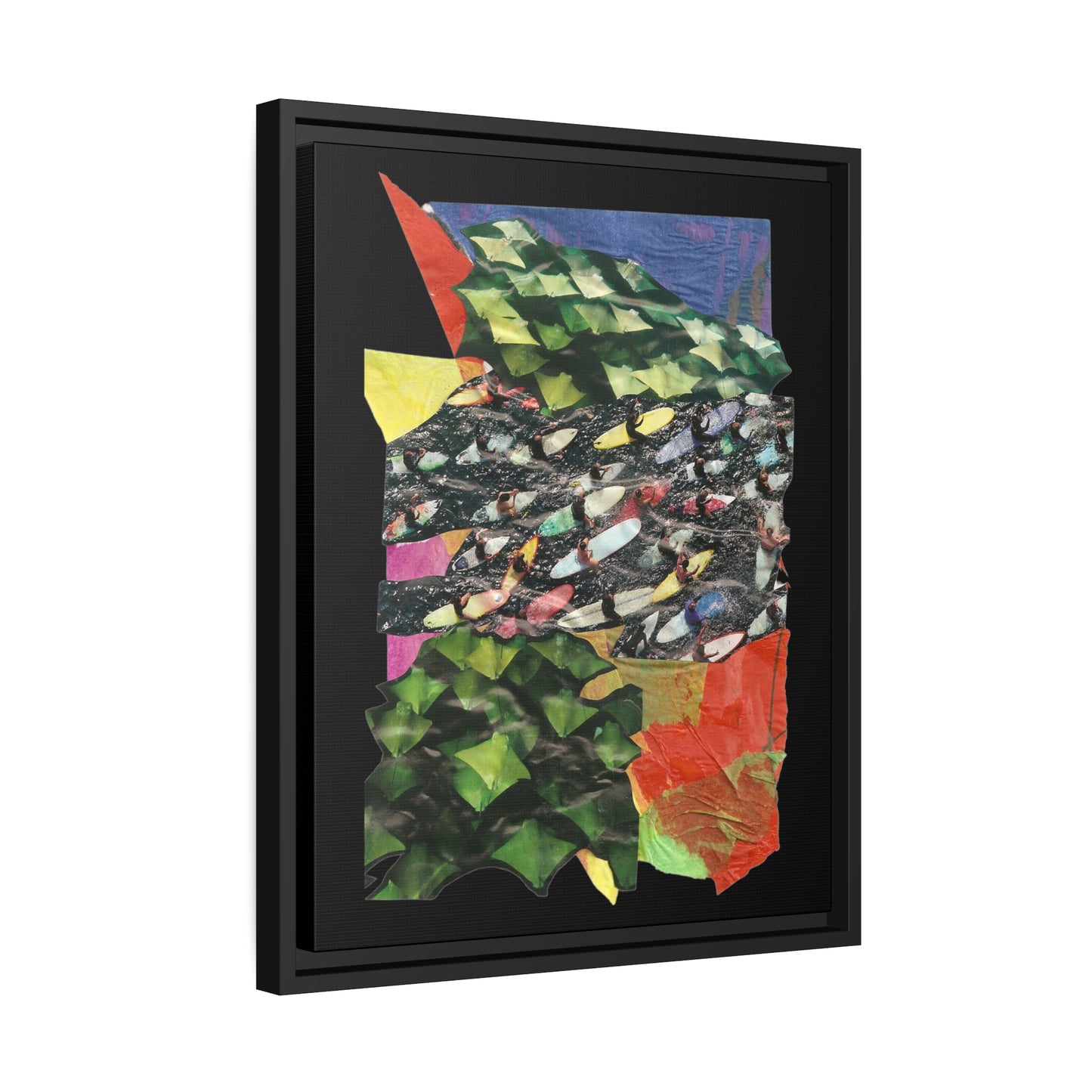 Skate Surfers - **ncf art** - Mixed Media Collage - Black Matte Canvas, Black Frame