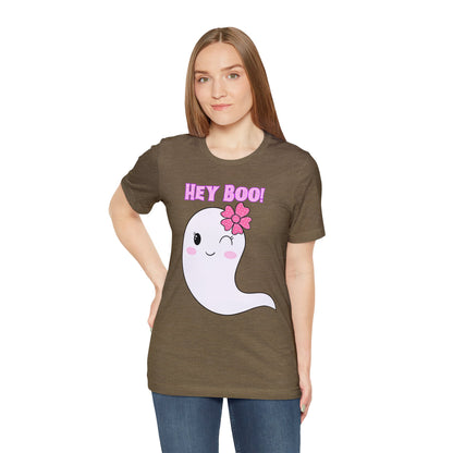 Hey Boo! Cute Ghost Unisex Jersey Short Sleeve Tee