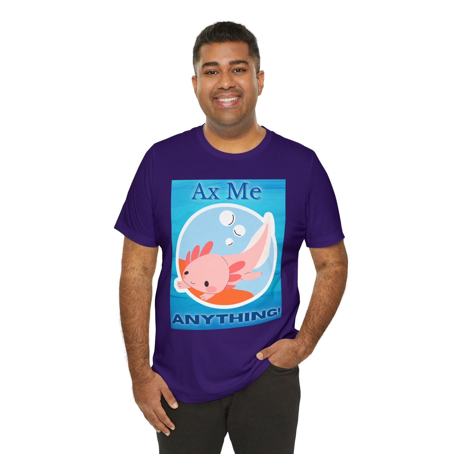 Ax Me Anything Axolotl Circle Framed Unisex Jersey Short Sleeve Tee