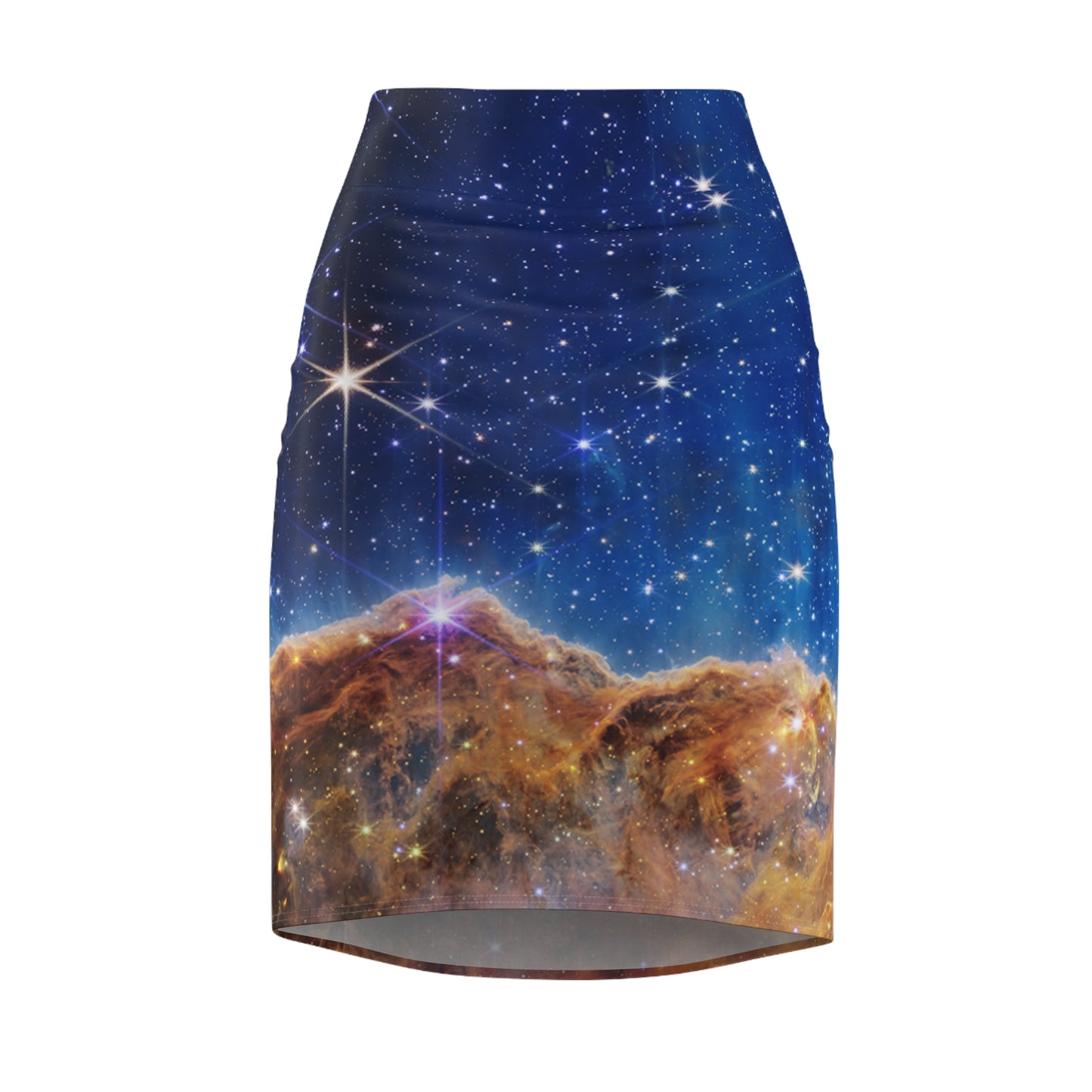 Intergalactic Women's Pencil Skirt - Cosmic Cliffs in the Carina Nebula - JWST