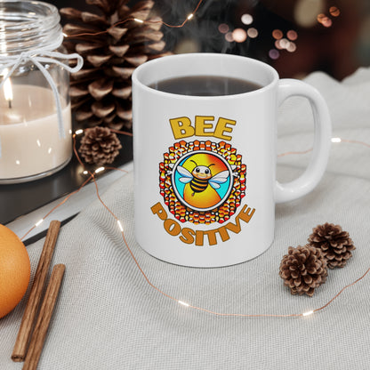 Bee Positive Happy Bee Ceramic Mug 11oz