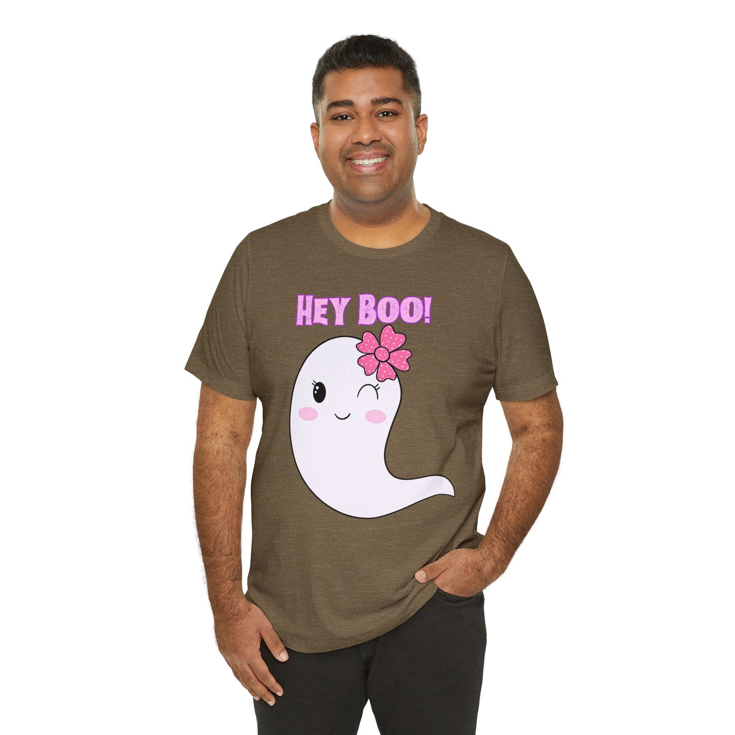 Hey Boo! Cute Ghost Unisex Jersey Short Sleeve Tee