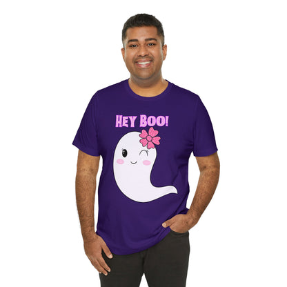 Hey Boo! Cute Ghost Unisex Jersey Short Sleeve Tee