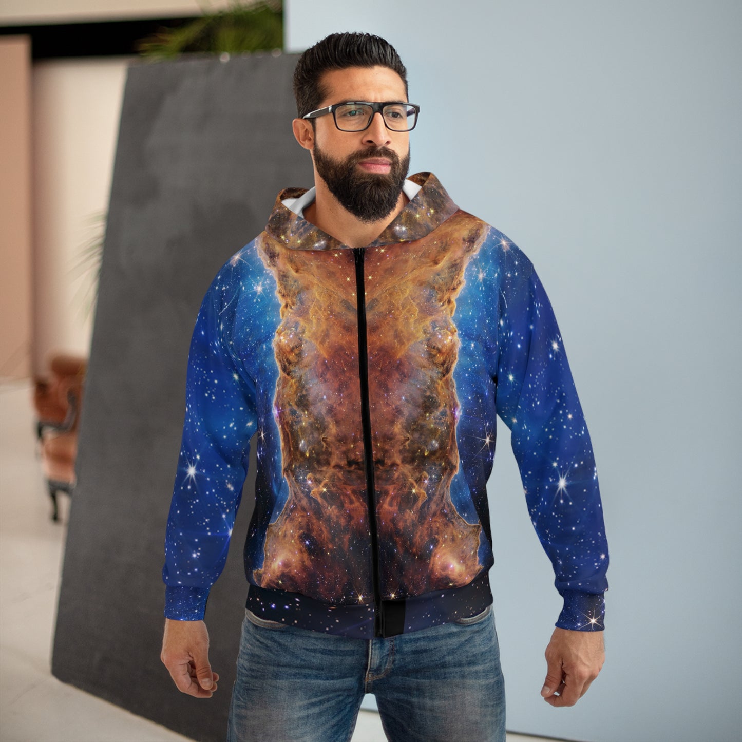 Intergalactic Unisex Zip Hoodie - Cosmic Cliffs in the Carina Nebula - JWST